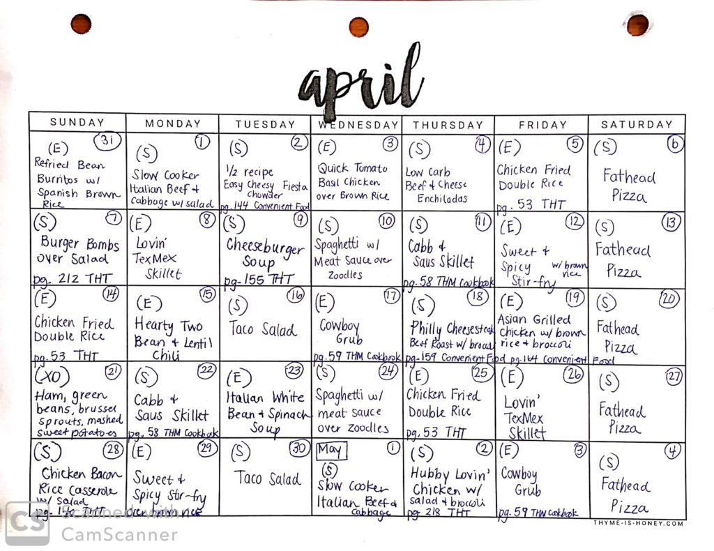 April Calendar 2019 Darcie s Dish